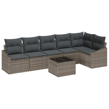 Set Divano da Giardino 7 pcs Grigio chiaro polyrattan | homemem39
