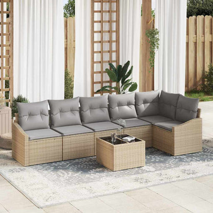 Set Divano da Giardino 7 pcs Beige e Grigio Chiaro polyrattan | homemem39
