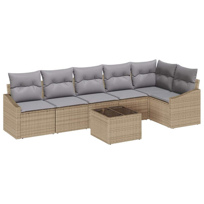Set Divano da Giardino 7 pcs Beige e Grigio Chiaro polyrattan | homemem39