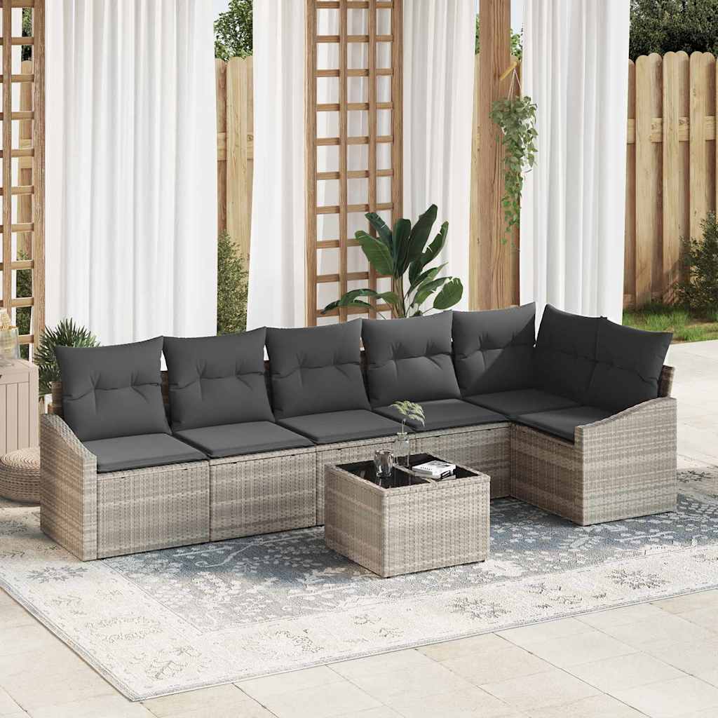 Set Divano da Giardino 7 pcs Grigio chiaro polyrattan | homemem39