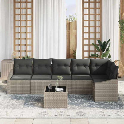 Set Divano da Giardino 7 pcs Grigio chiaro polyrattan | homemem39