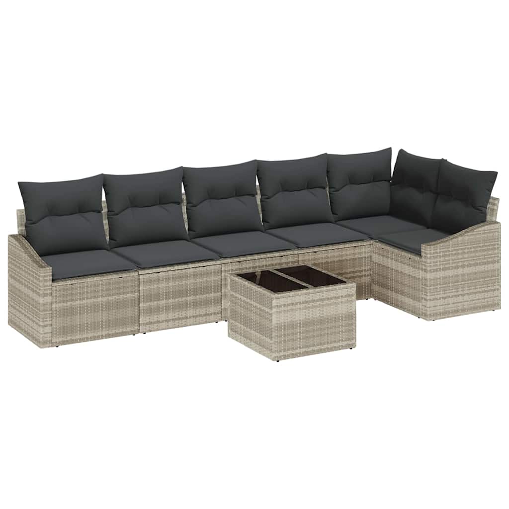 Set Divano da Giardino 7 pcs Grigio chiaro polyrattan | homemem39