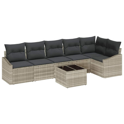 Set Divano da Giardino 7 pcs Grigio chiaro polyrattan | homemem39