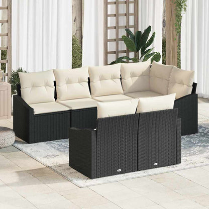 Set Divano da Giardino 7 pcs Nero e Bianco polyrattan | homemem39