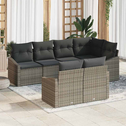 Set Divano da Giardino con cuscino 7 pcs Grigio polyrattan | homemem39