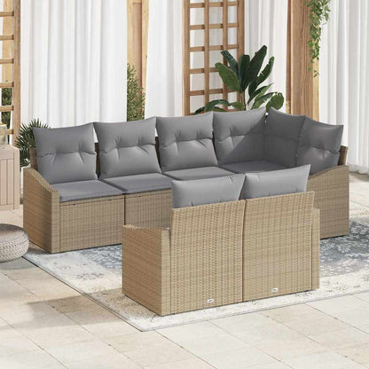 Set Divano da Giardino 7 pcs Beige e Grigio Chiaro polyrattan | homemem39