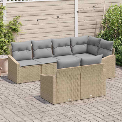 Set Divano da Giardino 7 pcs Beige e Grigio Chiaro polyrattan | homemem39