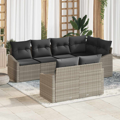 Set Divano da Giardino 7 pcs Grigio chiaro polyrattan | homemem39
