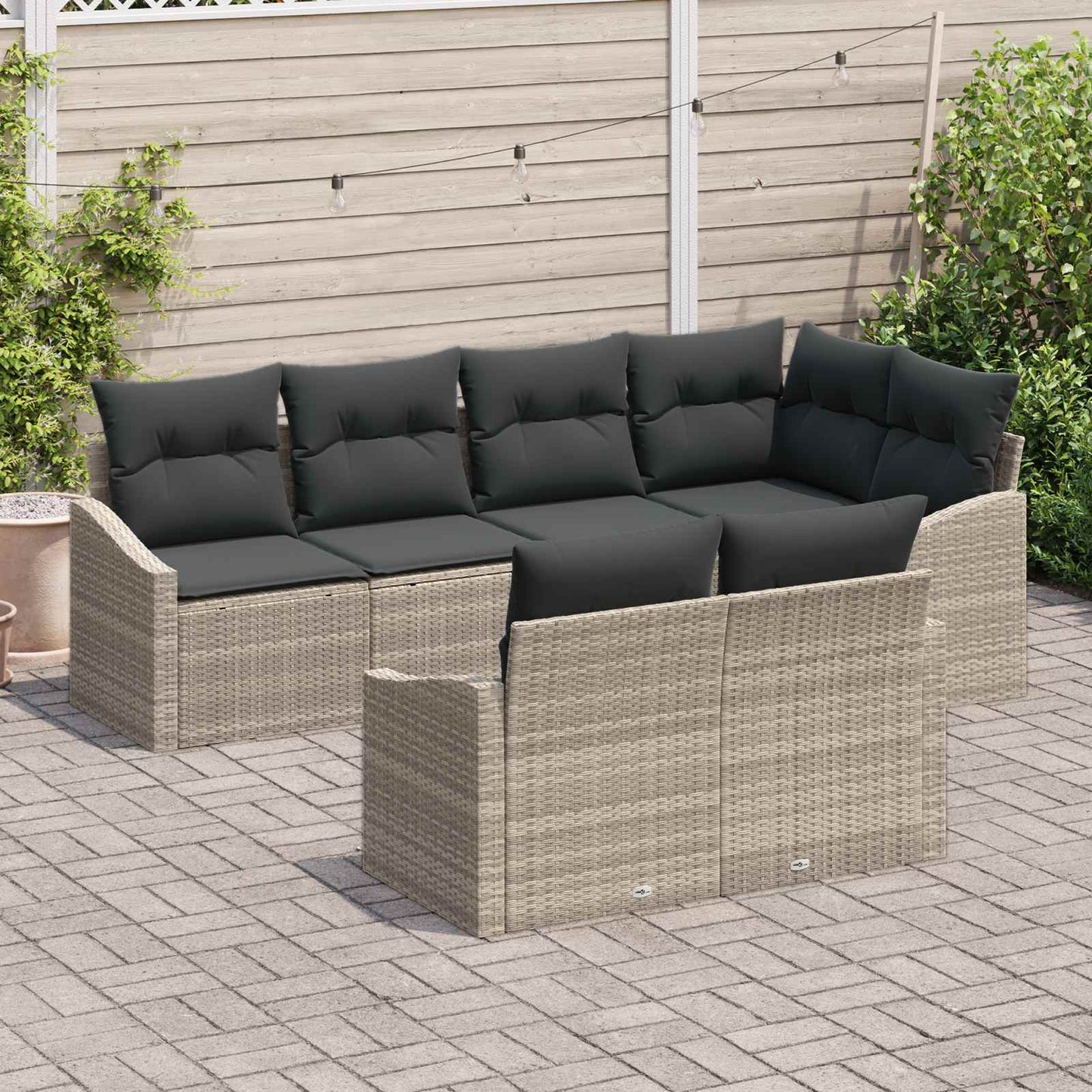 Set Divano da Giardino 7 pcs Grigio chiaro polyrattan | homemem39