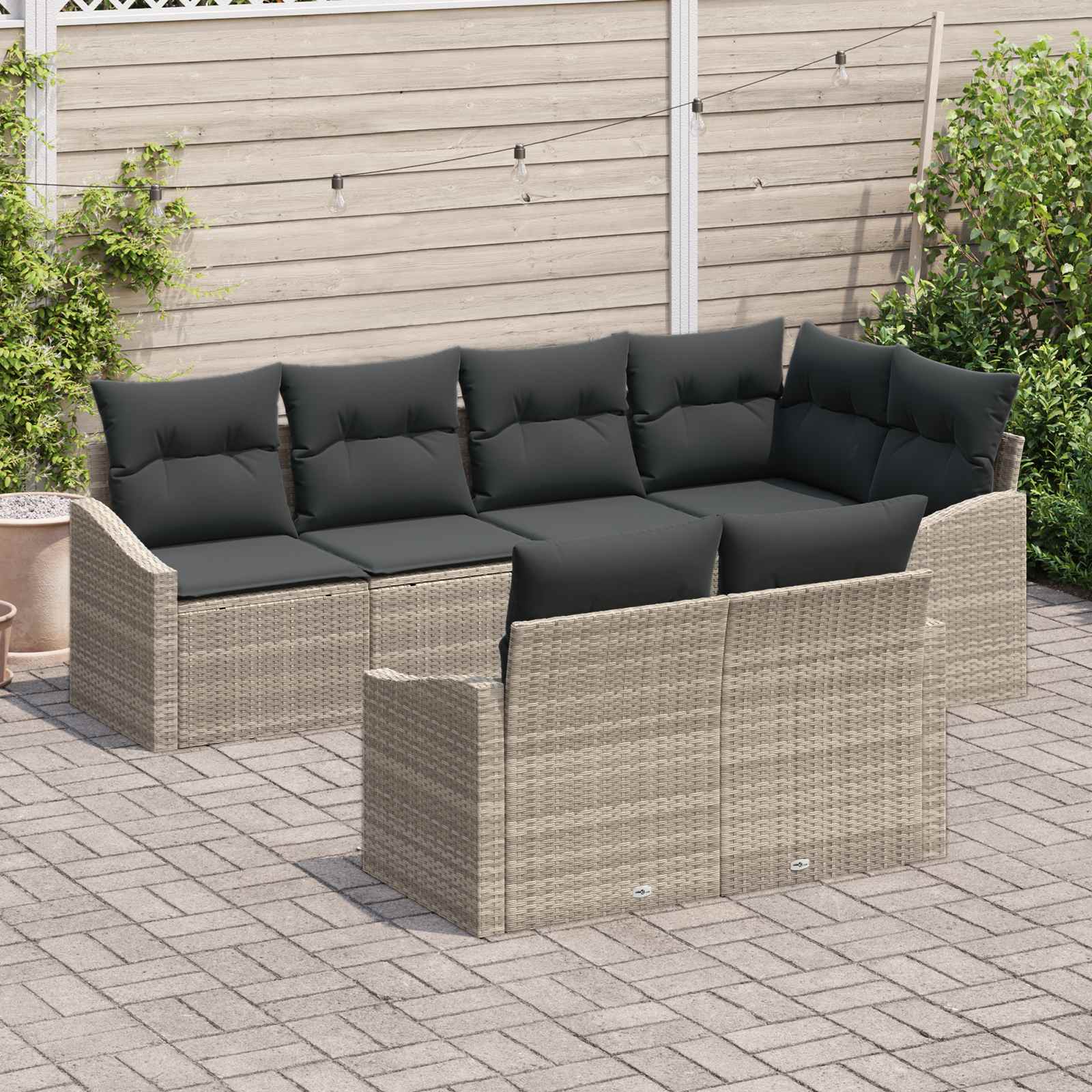 Set Divano da Giardino 7 pcs Grigio chiaro polyrattan | homemem39