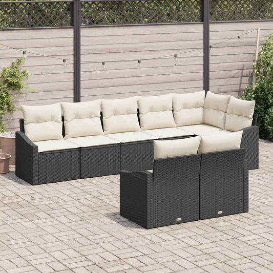 Set Divano da Giardino 8 pcs Nero e Bianco polyrattan