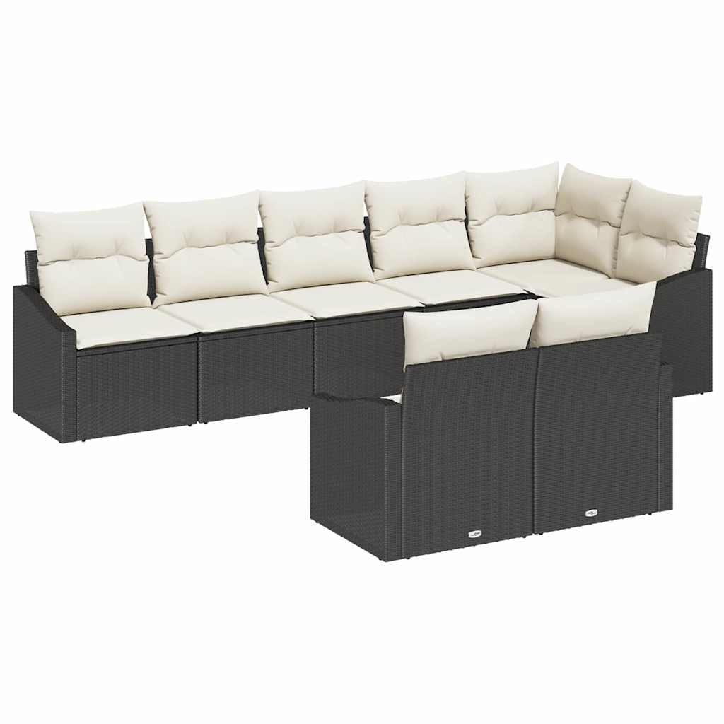 Set Divano da Giardino 8 pcs Nero e Bianco polyrattan