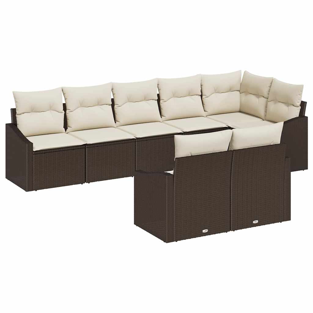 Set Divano da Giardino 8 pcs Marrone e bianco polyrattan | homemem39