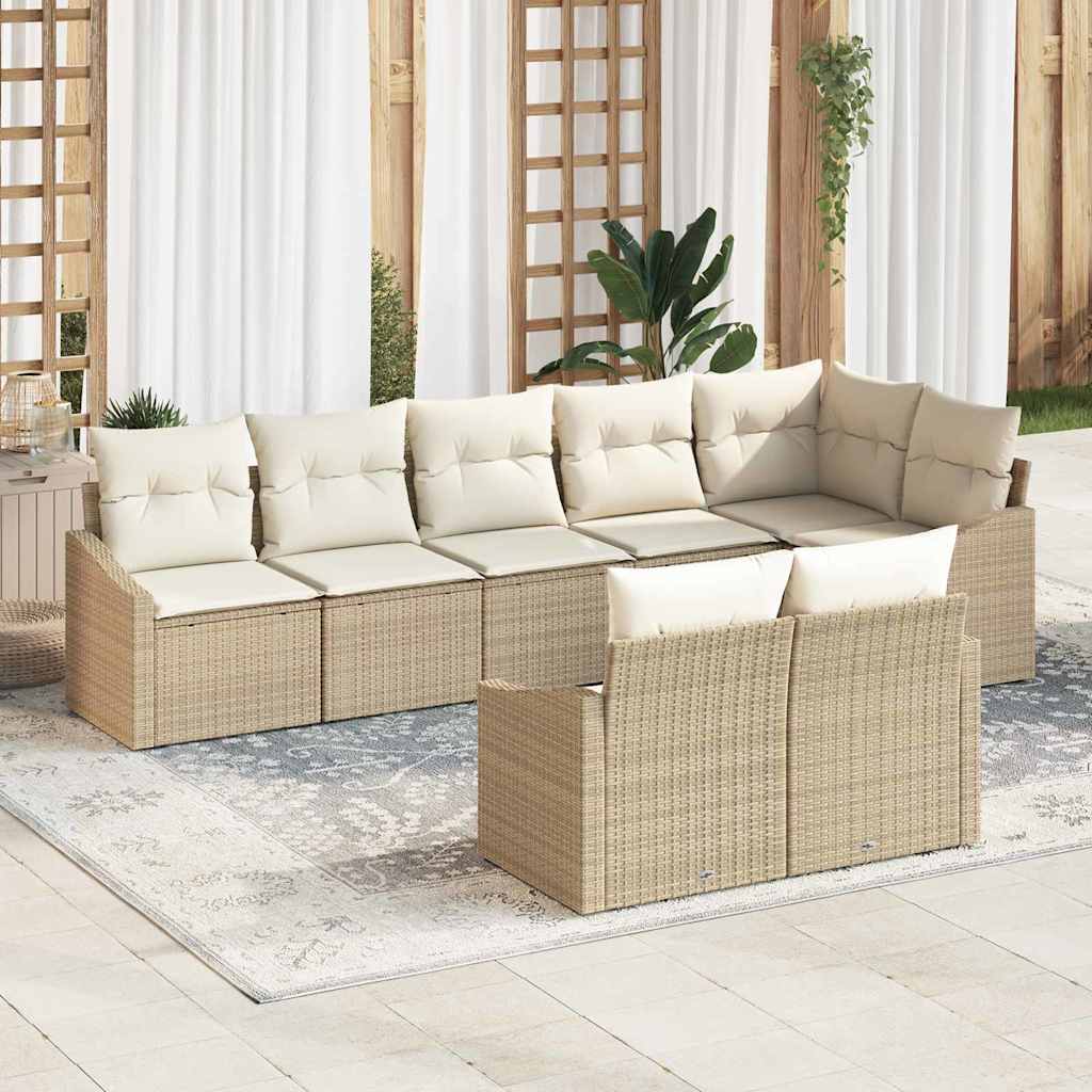 Set Divano da Giardino 8 pcs Beige e Bianco polyrattan | homemem39