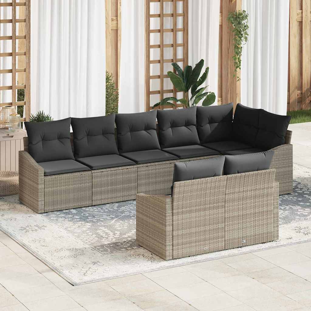 Set Divano da Giardino 8 pcs Grigio chiaro polyrattan | homemem39