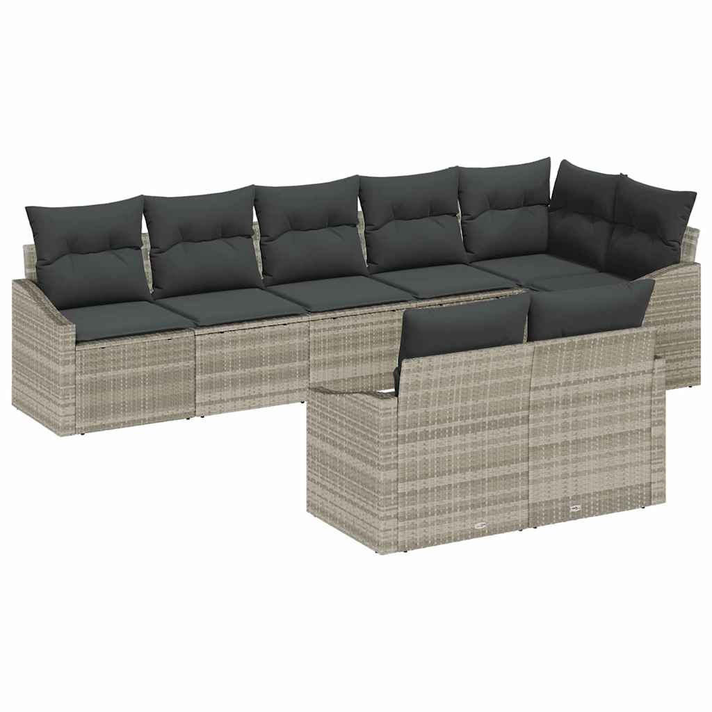 Set Divano da Giardino 8 pcs Grigio chiaro polyrattan | homemem39