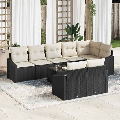 Set Divano da Giardino 9 pcs Marrone e Crema polyrattan