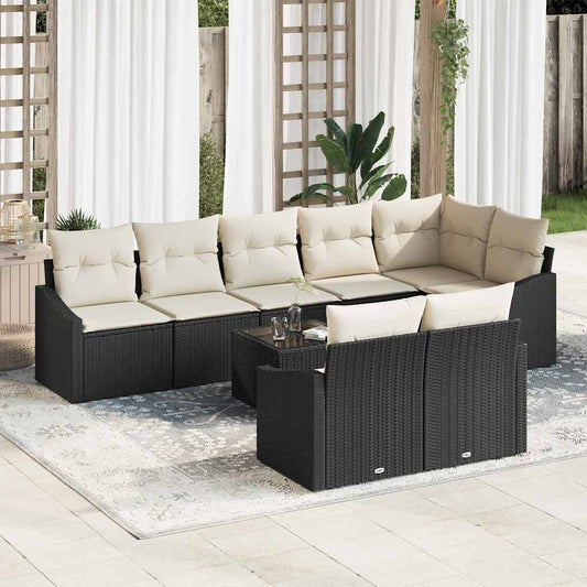 Set Divano da Giardino 9 pcs Marrone e Crema polyrattan