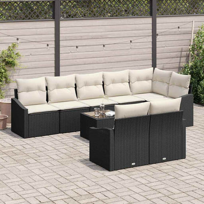 Set Divano da Giardino 9 pcs Marrone e Crema polyrattan | homemem39
