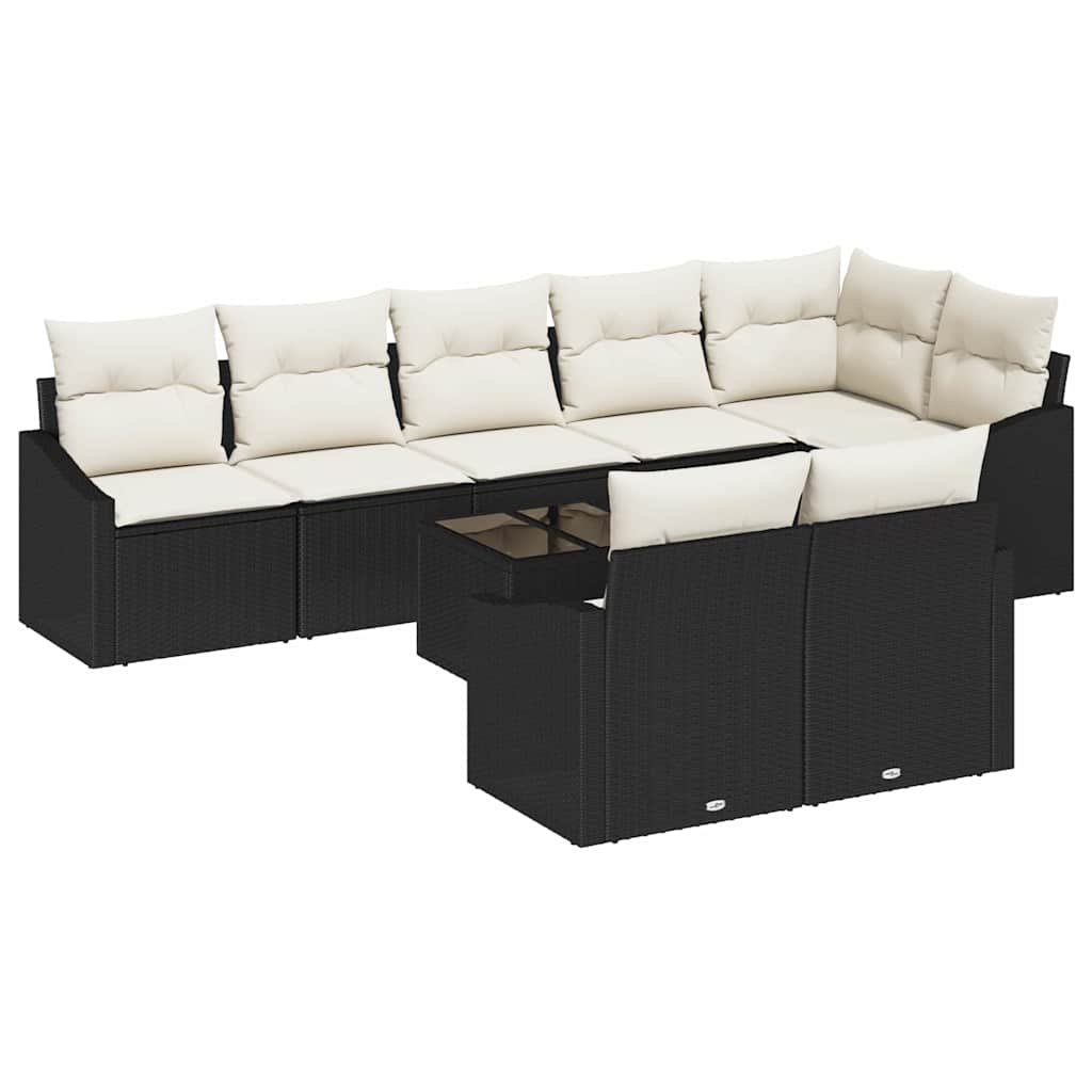 Set Divano da Giardino 9 pcs Marrone e Crema polyrattan | homemem39
