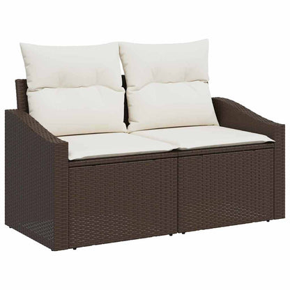 Set Divano da Giardino 9 pcs Marrone e Crema polyrattan | homemem39