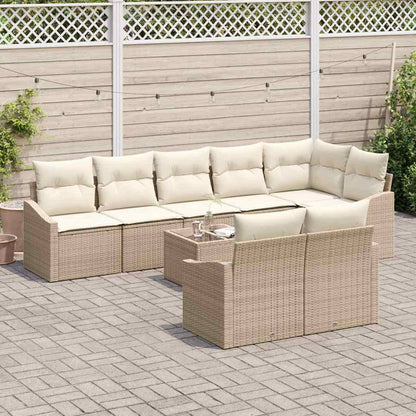 Set Divano da Giardino 9 pcs Beige e Crema polyrattan | homemem39