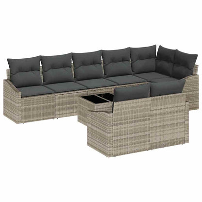 Set Divano da Giardino 9 pcs Grigio chiaro polyrattan | homemem39