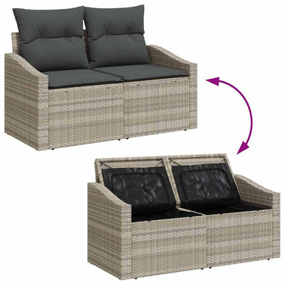 Set Divano da Giardino 9 pcs Grigio chiaro polyrattan | homemem39