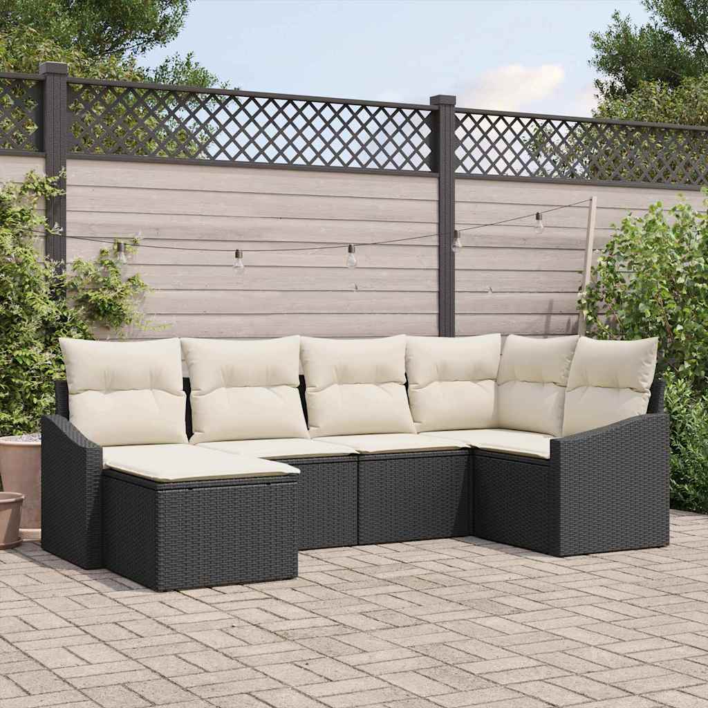 Set da Pranzo per Giardino con cuscino 6 pcs Nero e Crema | homemem39