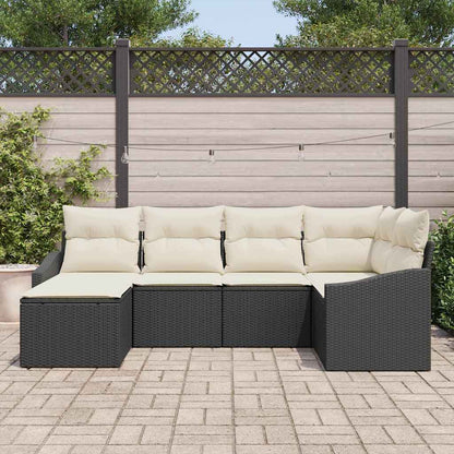 Set da Pranzo per Giardino con cuscino 6 pcs Nero e Crema | homemem39