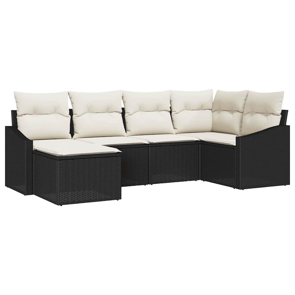 Set da Pranzo per Giardino con cuscino 6 pcs Nero e Crema | homemem39