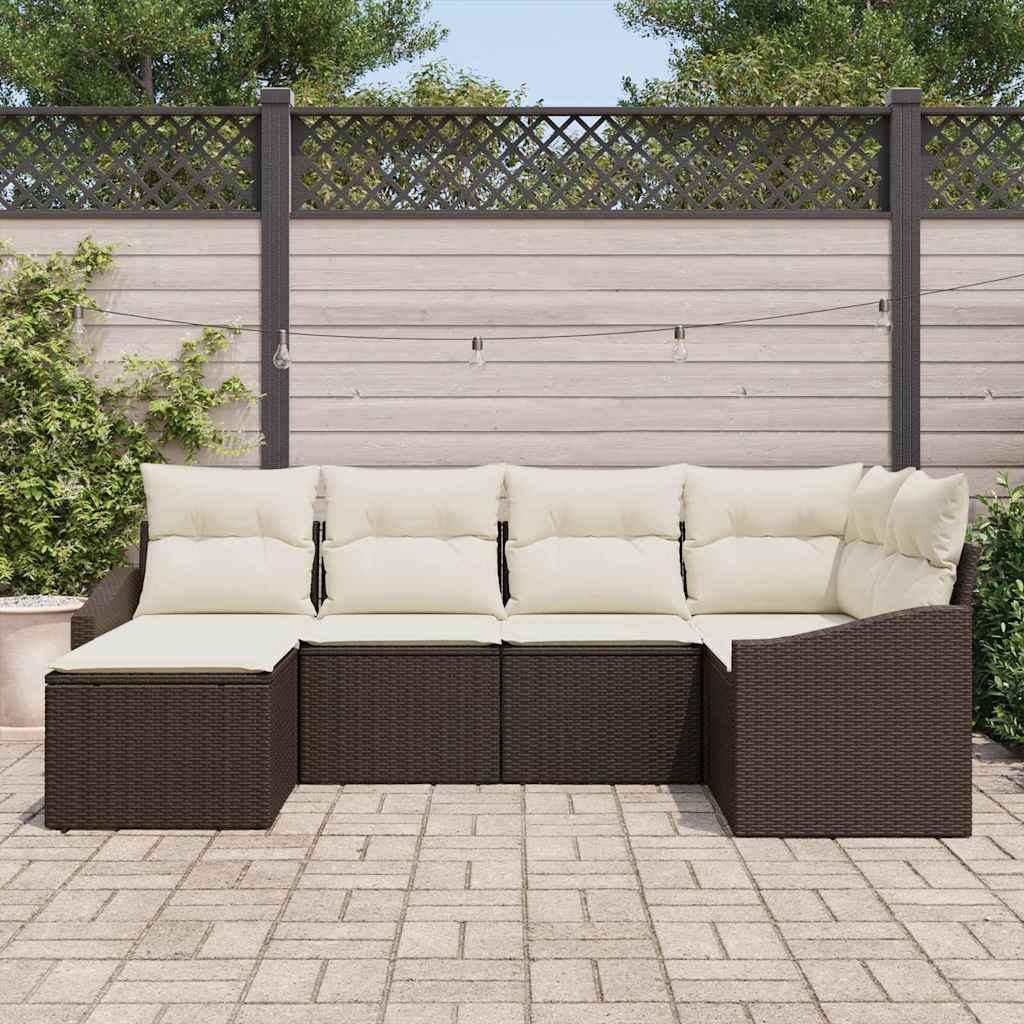 Set da Pranzo per Giardino con cuscino 6 pcs Marrone e Crema | homemem39