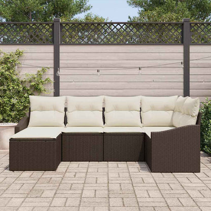 Set da Pranzo per Giardino con cuscino 6 pcs Marrone e Crema | homemem39