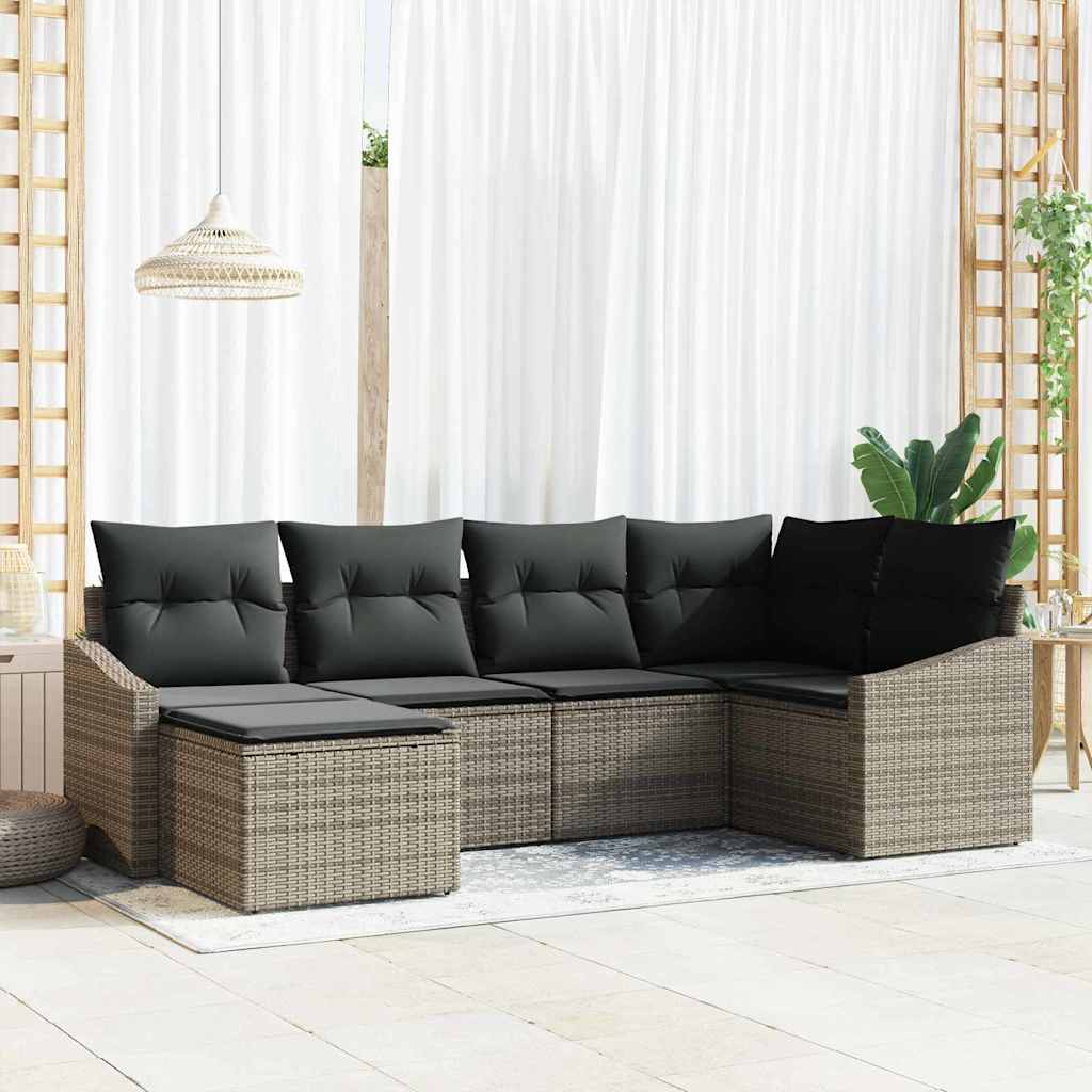 Set da Pranzo per Giardino con cuscino 6 pcs Grigio | homemem39