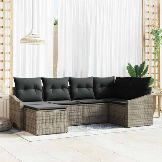 Set da Pranzo per Giardino con cuscino 6 pcs Grigio
