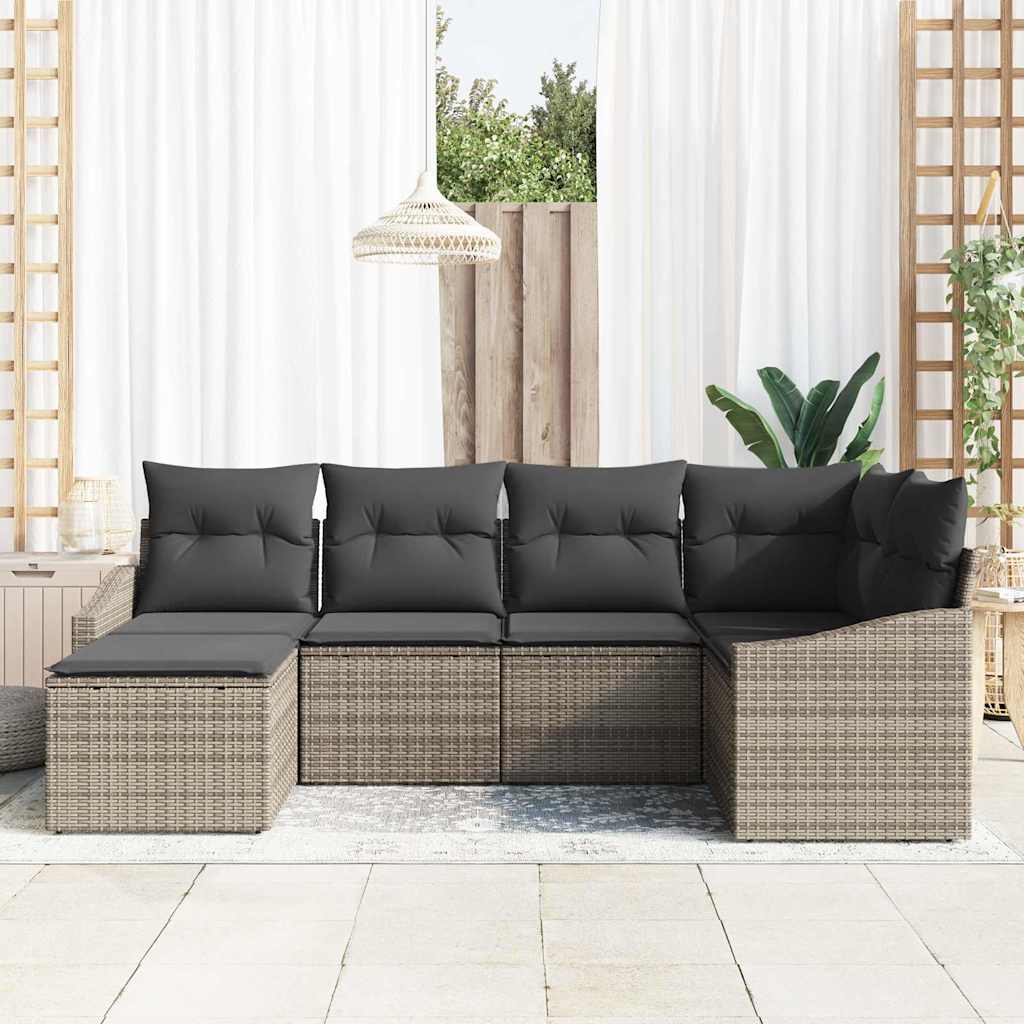 Set da Pranzo per Giardino con cuscino 6 pcs Grigio | homemem39