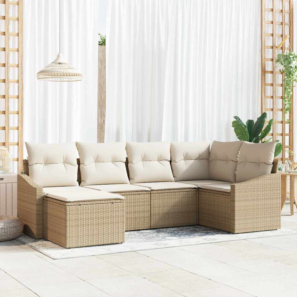 Set da Pranzo per Giardino con cuscino 6 pcs Beige e Crema | homemem39