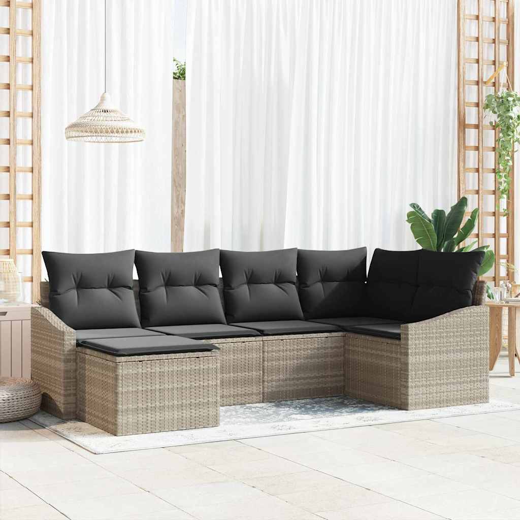Set da Pranzo per Giardino con cuscino 6 pcs Grigio chiaro | homemem39
