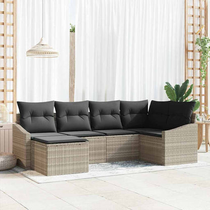 Set da Pranzo per Giardino con cuscino 6 pcs Grigio chiaro | homemem39
