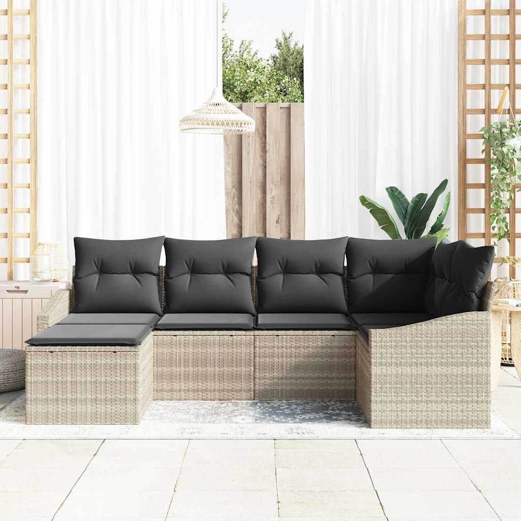 Set da Pranzo per Giardino con cuscino 6 pcs Grigio chiaro | homemem39