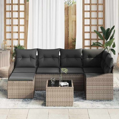 Set da Pranzo per Giardino con cuscino 7 pcs Grigio chiaro | homemem39