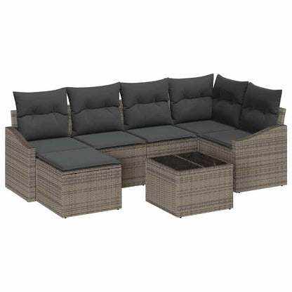Set da Pranzo per Giardino con cuscino 7 pcs Grigio chiaro | homemem39