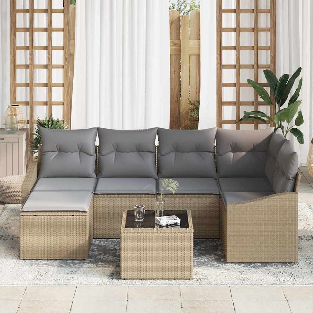 Set da Pranzo per Giardino 7 pcs Beige e Grigio Chiaro | homemem39