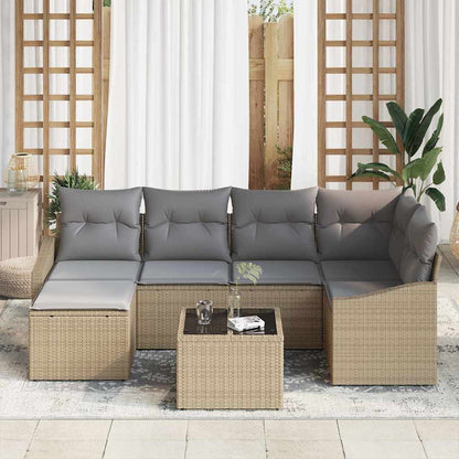 Set da Pranzo per Giardino 7 pcs Beige e Grigio Chiaro | homemem39
