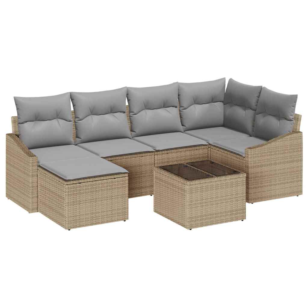 Set da Pranzo per Giardino 7 pcs Beige e Grigio Chiaro | homemem39