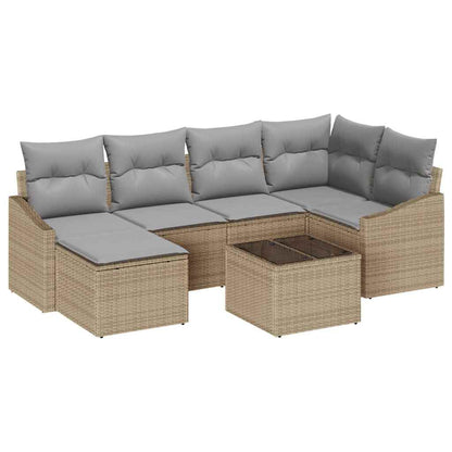 Set da Pranzo per Giardino 7 pcs Beige e Grigio Chiaro | homemem39