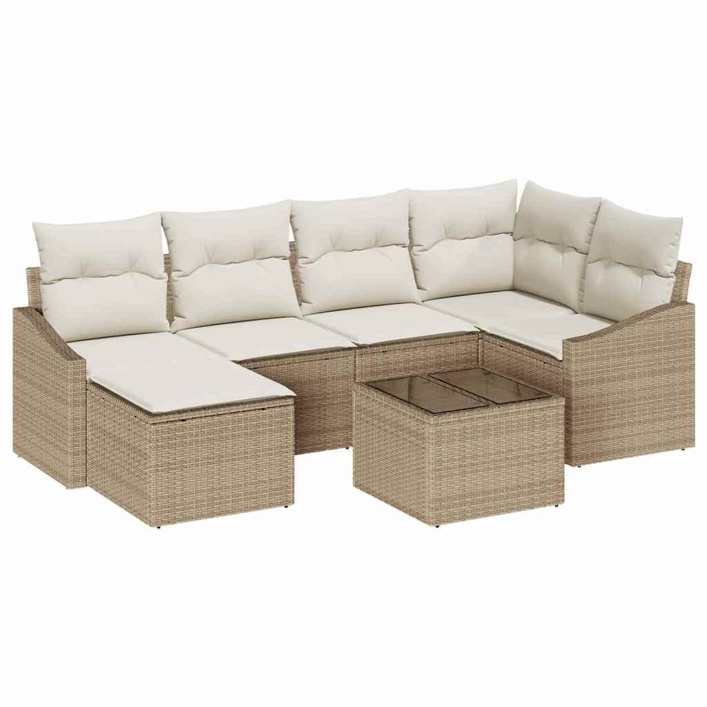 Set da Pranzo per Giardino con cuscino 7 pcs Beige e Crema | homemem39