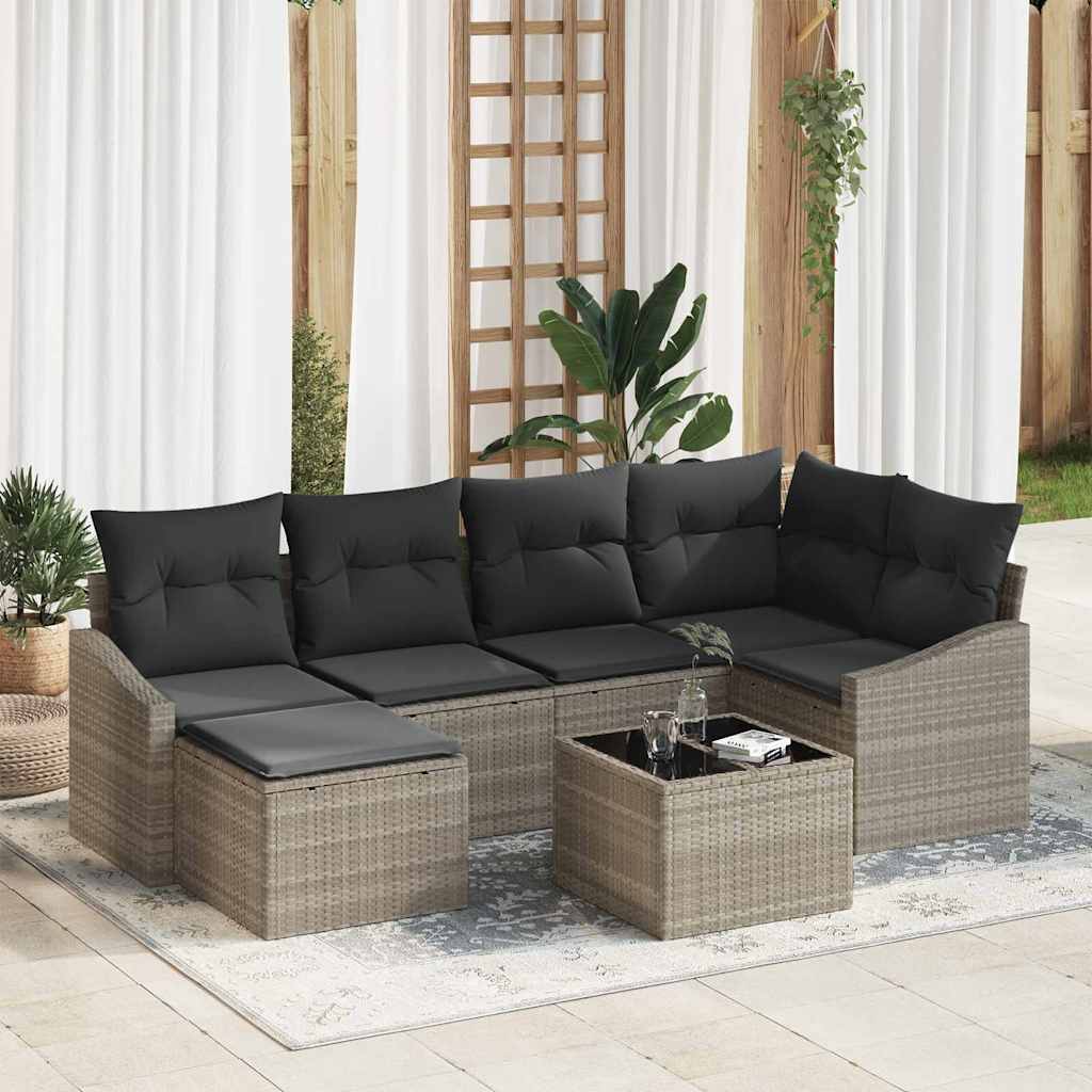 Set da Pranzo per Giardino con cuscino 7 pcs Grigio chiaro | homemem39