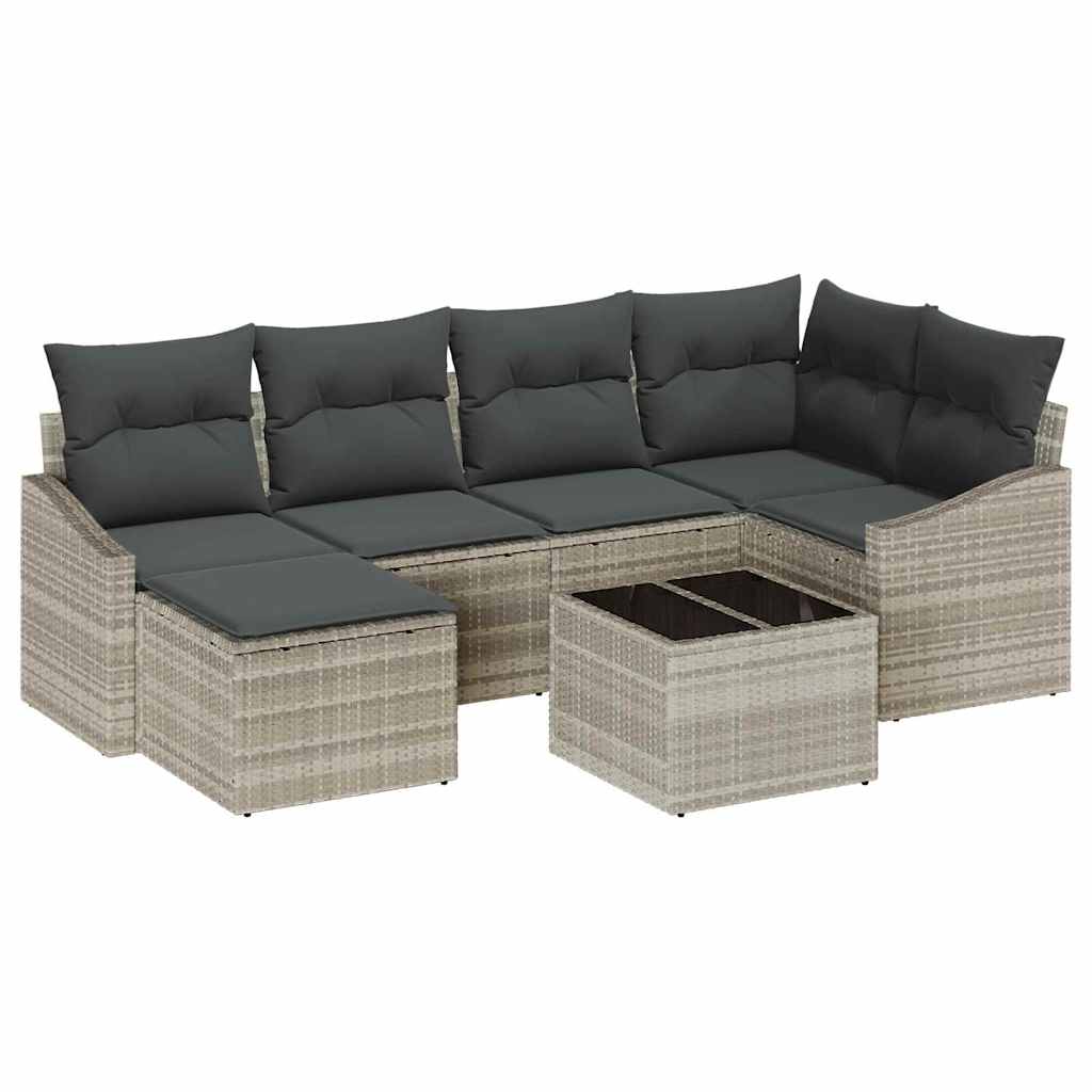 Set da Pranzo per Giardino con cuscino 7 pcs Grigio chiaro | homemem39