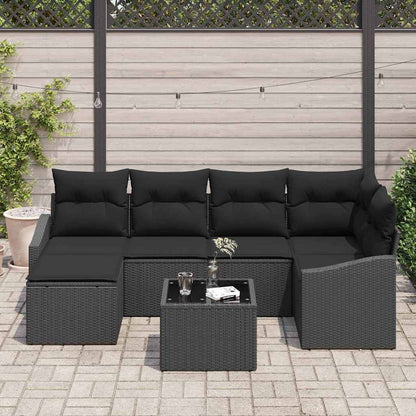 Set da Pranzo per Giardino con cuscino 7 pcs Nero | homemem39
